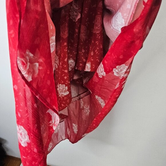 The Kooples Floral Off-The-Shoulder Asymmetric Silk Dress Sz S Bohemian Festival - Picture 10 of 11